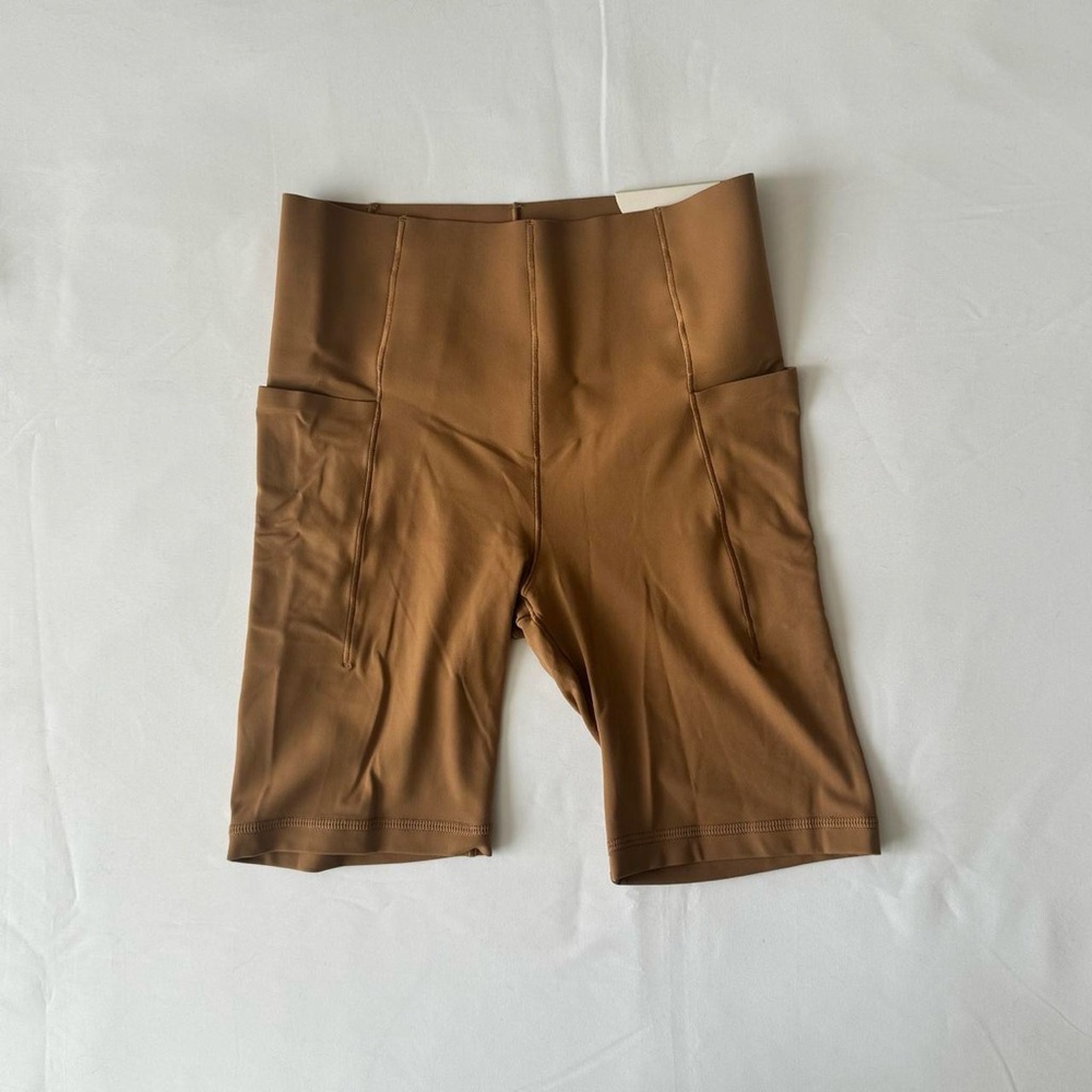 Brown High-Waisted Biker Shorts